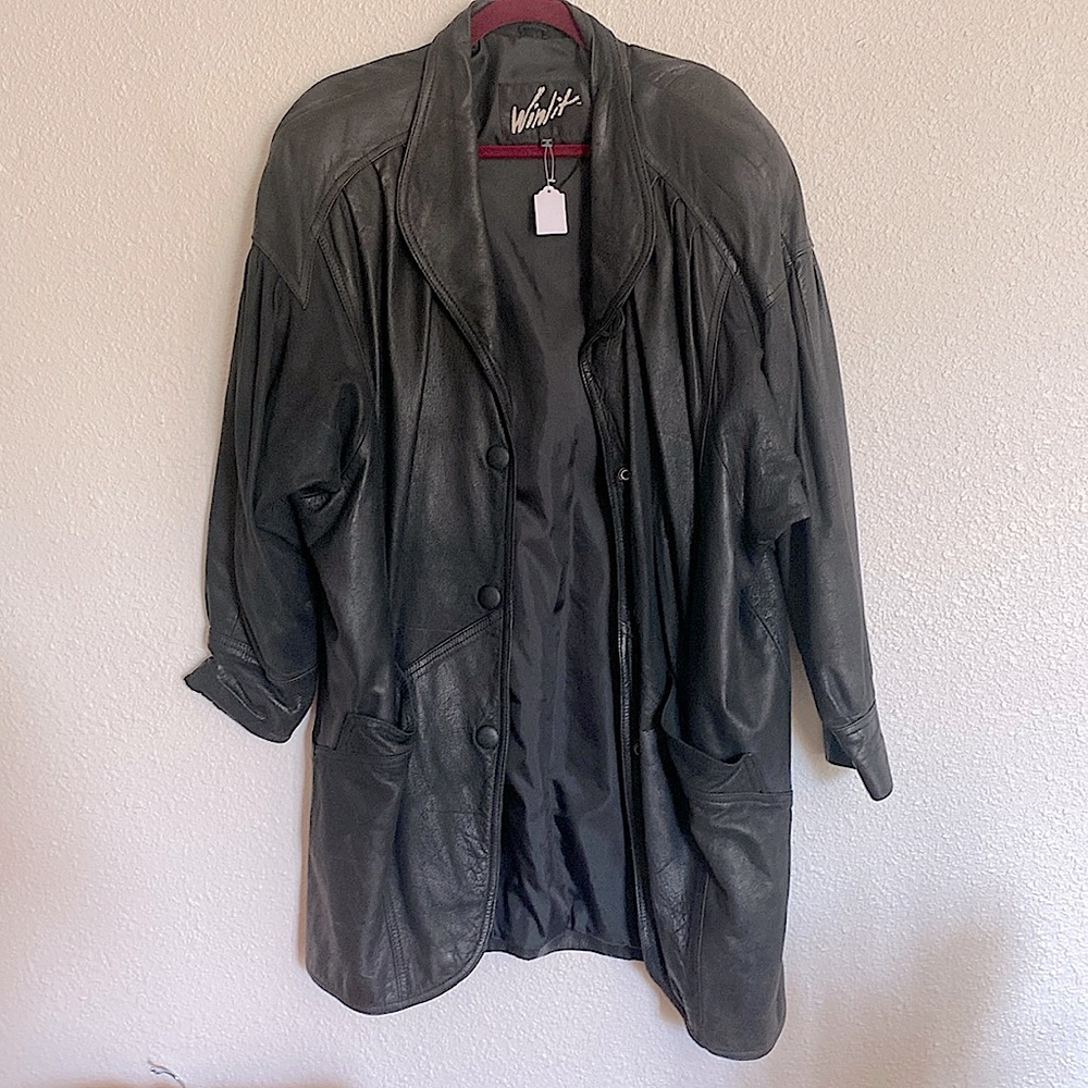 π€90s batwingβ Leather coat Vtg - Picture 2 of 11
